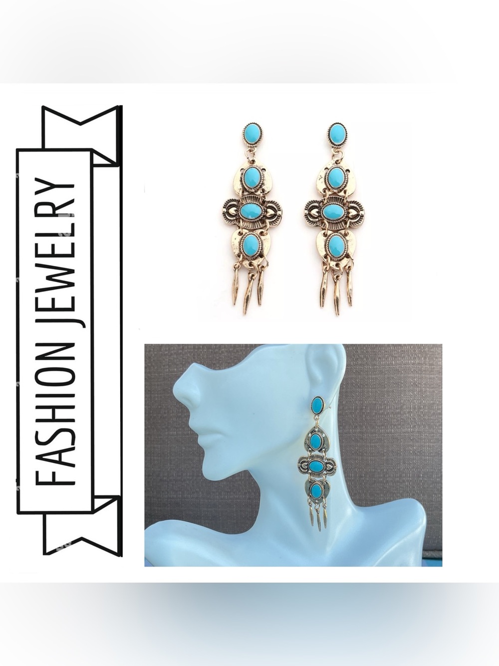🌟🌟 Turquoise Teardrop Dangle Earrings